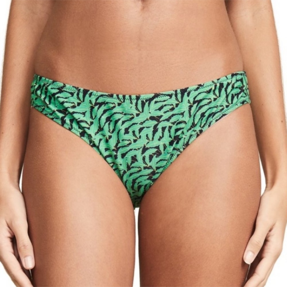 Diane Von Frustenberg Windsor Palm Mini Black Leaf Print Cheeky Bikini Bottoms